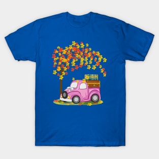 Vintage Car And Autumn Tree Art T-Shirt